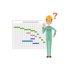 男性現場監督と工程表　疑問