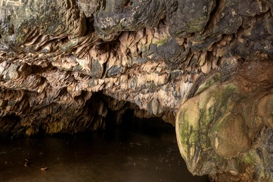 The entrance to the Ağlayan Cave in Dikili district of Izmir.