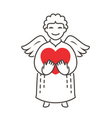 Angel with heart symbol. Religion vector illustration
