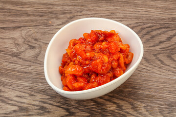 Baked kidney with tomato and pepper