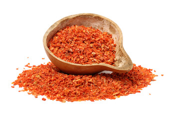 Carrot dried chip on white background