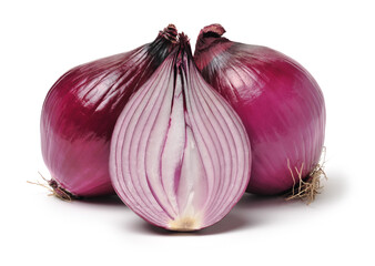 Red onion isolated on white background 