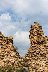 Ruined ancient fortress wall made of stones