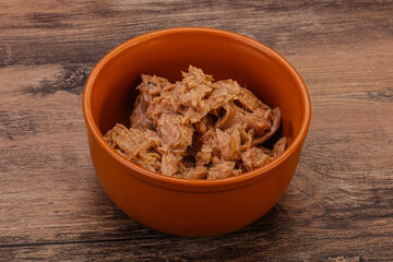Canned tuna fillet for salad