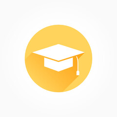 Graduation Cap Long Shadow Color Icon