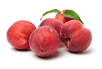 red peaches with isolated on white