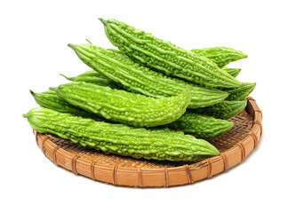 bitter gourd on white background.
