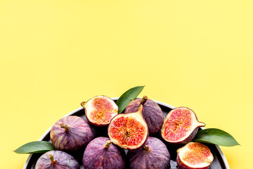 Fresh ripe figs. Mediterranean fruit, top view