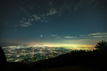 夜景と星空