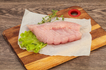 Raw turkey breast steak for cooking