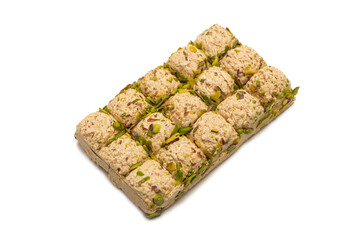 Halva with pistachios isolated.