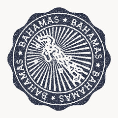 Bahamas stamp. Travel rubber stamp with the name and map of country, vector illustration. Can be used as insignia, logotype, label, sticker or badge of the Bahamas.