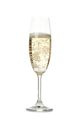 Glass of champagne drink isolated on white background
