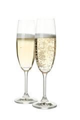 Glasses of champagne isolated on white background