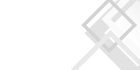 Grey white abstract background geometry shine and layer element vector for presentation design. White background with square element lines