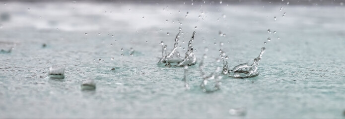 rain and drops on a surface