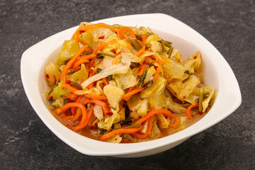 Spicy pickled cabbage with carrot