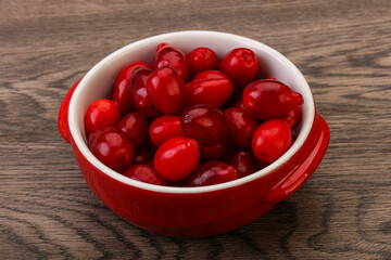 Sweet and ripe cornel berries