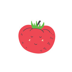 Cute tomato vegetable. Vector isolated in hand drawn vegetable