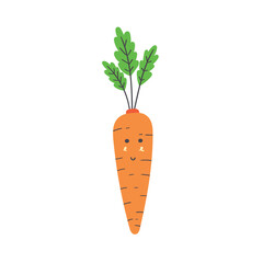 Cute vegetable carrot. Vector isolated in hand drawn vegetable