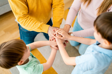 Obraz premium Hands of family together, unity, trust and peace concept