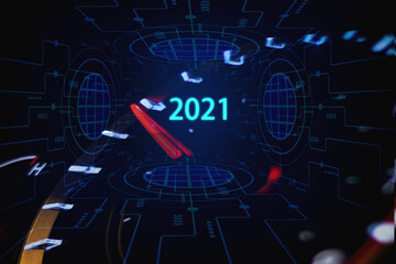 2021, New Year Countdown Concept Car speedometer, Year 2021