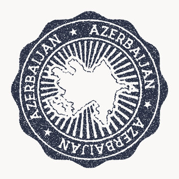 Azerbaijan stamp. Travel rubber stamp with the name and map of country, vector illustration. Can be used as insignia, logotype, label, sticker or badge of the Azerbaijan.