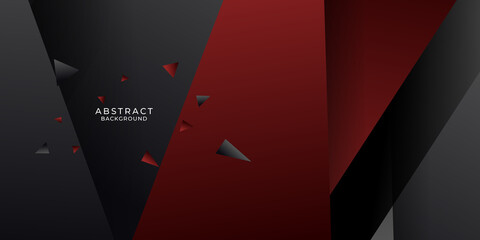 Black red abstract presentation background with 3D overlap layer and blank copy space for text