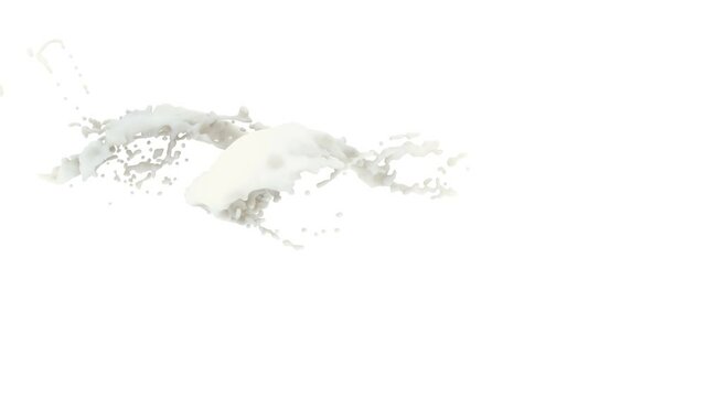 Stream milk on white Food concept Wave flow Super slo 1000 fps 4k