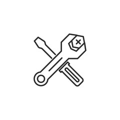 Fototapeta na wymiar Wrench and screwdriver icon isolated on white background. Tools symbol modern, simple, vector, icon for website design, mobile app, ui. Vector Illustration