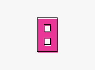 8 font number made of black frame outline shadow of font pink color. Vector illustration for logo, design element, poster etc.