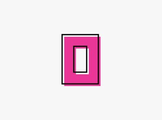 O font letter made of black frame outline shadow of font pink color. Vector illustration for logo, design element, poster etc.