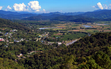 Fototapeta na wymiar Chiang Rai, Thailand - View from Wat Tha Ton