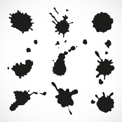 Set of Vector ink blots. Grunge design element.