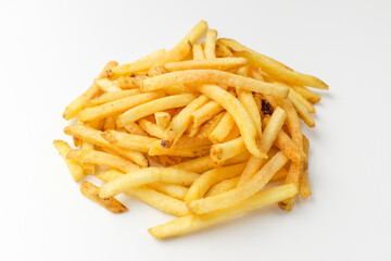 Potato sticks on white background
