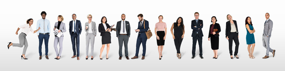 Diverse business people characters set