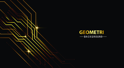 Digital gold circuit lines technology background design