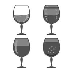 Glass of Wine Isolated on White Background. Wineglass Symbol. Glassware Concept. Liqueur Cup. Wine Glass. Glassware Silhouettes. Drink Icon.