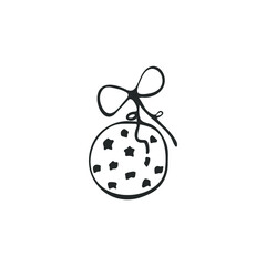 Hand-drawn toy on the Christmas tree. A single element of winter decor. Isolated on a white background. Vector illustration