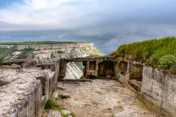 Fototapeta na wymiar Ruins of of the famous ancient city-fortress Chufut-Kale (