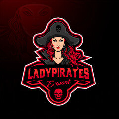 Lady pirates mascot gaming logo design