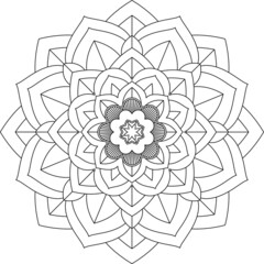 Easy Mandala coloring book simple and basic for beginners, seniors and children. Set of Mehndi flower pattern for Henna drawing and tattoo. Decoration in ethnic oriental, Indian style.