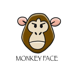 Funny monkey face. Sketch for your design. Childish style