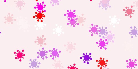 Light purple, pink vector pattern with coronavirus elements.