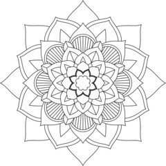 Easy Mandala coloring book simple and basic for beginners, seniors and children. Set of Mehndi flower pattern for Henna drawing and tattoo. Decoration in ethnic oriental, Indian style.
