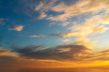 Naklejka na ściany i meble Beautiful sunset sky with clouds, backgrounds. High quality photo.