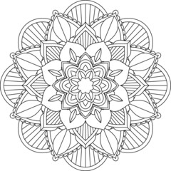 Easy Mandala coloring book simple and basic for beginners, seniors and children. Set of Mehndi flower pattern for Henna drawing and tattoo. Decoration in ethnic oriental, Indian style.