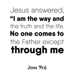  Jesus answered, “I am the way and the truth and the life. No one comes to the Father except through me. Bible verse quote