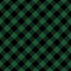 Diagonal tartan Christmas and new year plaid. Scottish pattern in green and black cage. Scottish cage. Traditional Scottish checkered background. Seamless fabric texture. Vector illustration - 390078164