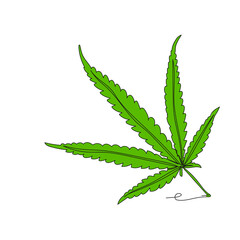 Cannabis leaves.  Marijuana. One line drawing. Vector illustration continuous line drawing.